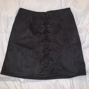 Black laced-up skirt